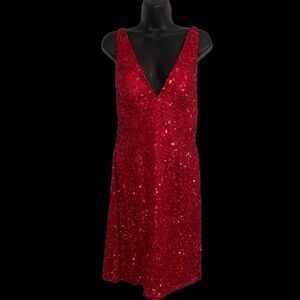 Scala sexy red low cut low back sequin dress, formal, ball, gala Christmas